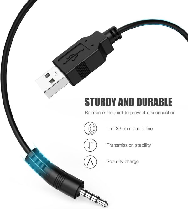 3.5mm USB Charger Cable,3.5mm Male AUX Audio Jack to USB Male Charge Cable Adapter Cord,Compatible with MP3,Headphones,Speakers,Voice Recorder and Any Other Devices with 3.5mm Port(3.3 ft) - Image 3