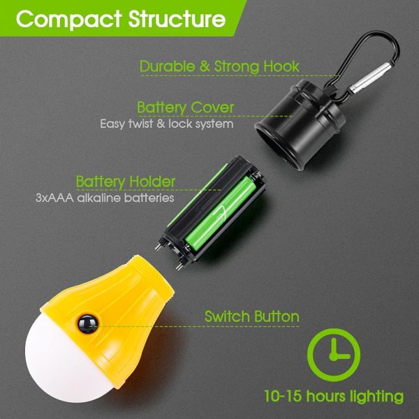 Campings Light [4 Pack] Doukey Portable Camping Lantern Bulb LED Tent Lanterns Emergency Light Camping Essentials Tent Accessories LED Lantern for Backpacking Camping Hiking Hurricane Outage - Image 2