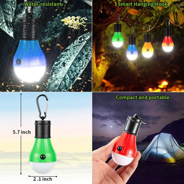 Campings Light [4 Pack] Doukey Portable Camping Lantern Bulb LED Tent Lanterns Emergency Light Camping Essentials Tent Accessories LED Lantern for Backpacking Camping Hiking Hurricane Outage - Image 4