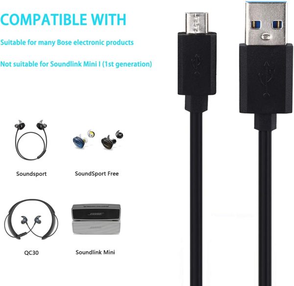 Charger Charging Cable Cord [Micro-USB, 5 ft] Fast Charge for Wireless Bluetooth Speakers Headphone Headset Earphone, and More (Black Blue) - Image 5