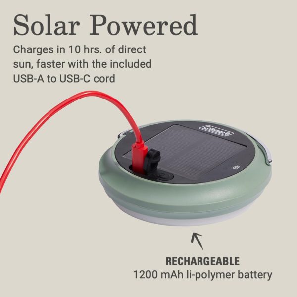 200 Lumens Rechargeable Solar Camping Lantern, Collapsible, Lightweight & Water Resistant with Multicolored Lights - Image 2