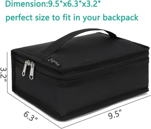 FlowFly Small Insulated Lunch box Portable Soft Bag Mini Cooler Thermal Meal Tote Kit with Handle for Work & School, Black - Image 4