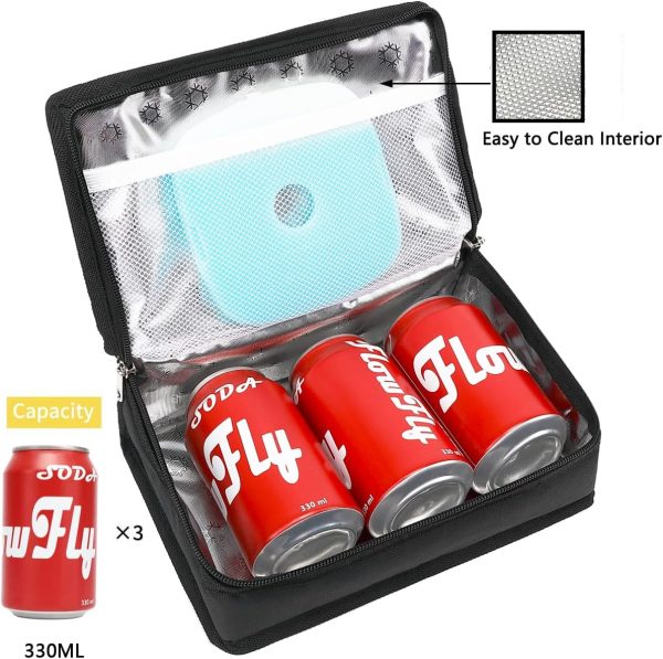 FlowFly Small Insulated Lunch box Portable Soft Bag Mini Cooler Thermal Meal Tote Kit with Handle for Work & School, Black - Image 5