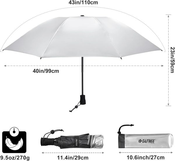Liteflex Hiking Umbrella Mini Compact Ultralight Collapsible Reflective Silver Trekking Backpacking Umbrella - Image 2