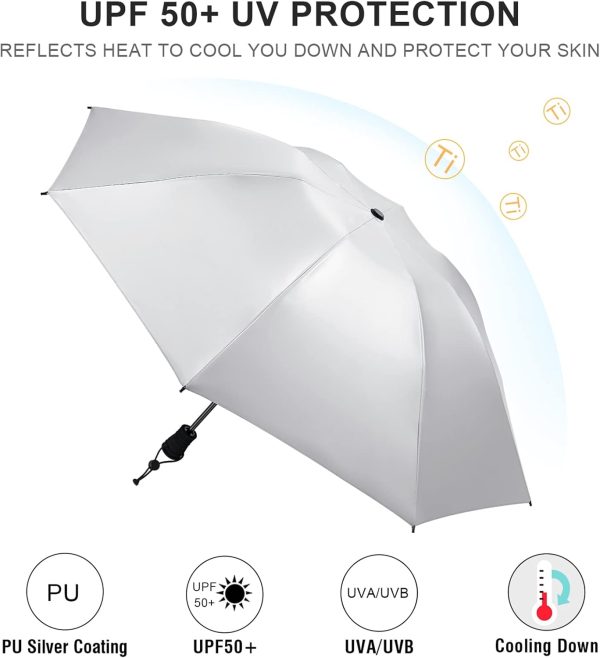 Liteflex Hiking Umbrella Mini Compact Ultralight Collapsible Reflective Silver Trekking Backpacking Umbrella - Image 5