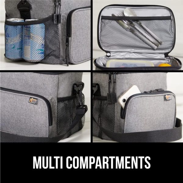 Gorilla Grip Reusable Insulated Lunch Bag, Leakproof Soft Cooler Bags with Mesh Pockets, 8 Liter Large Capacity Lightweight Food Tote Box for Work Camping Picnic School, Keep Drinks Cold, Light Gray - Image 5