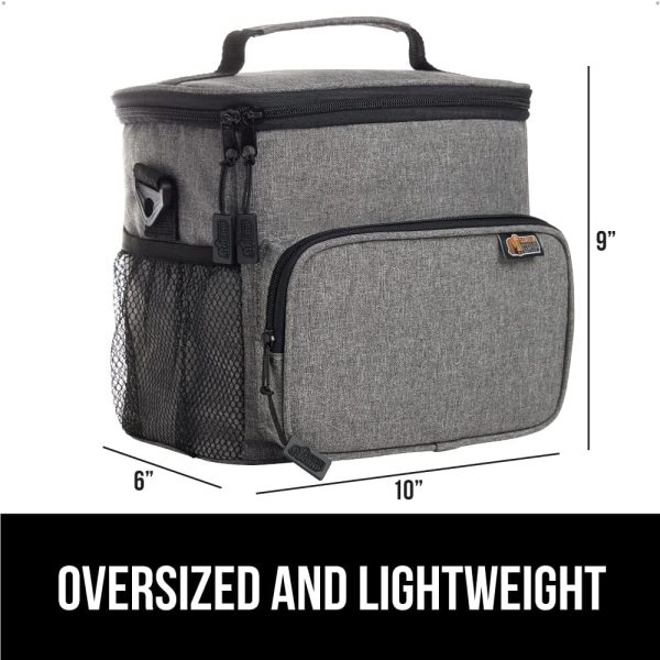 Gorilla Grip Reusable Insulated Lunch Bag, Leakproof Soft Cooler Bags with Mesh Pockets, 8 Liter Large Capacity Lightweight Food Tote Box for Work Camping Picnic School, Keep Drinks Cold, Light Gray - Image 6