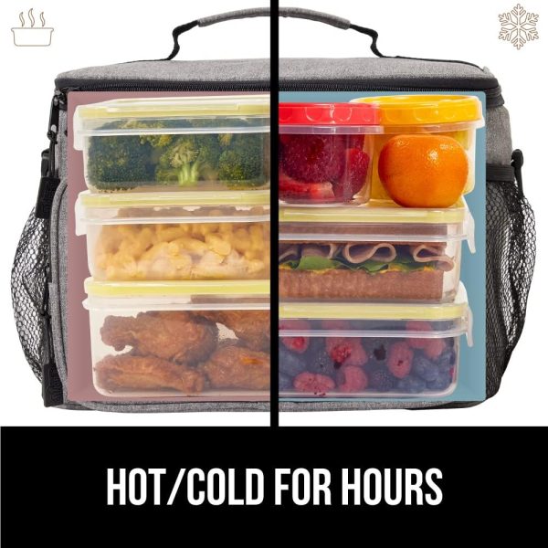 Gorilla Grip Reusable Insulated Lunch Bag, Leakproof Soft Cooler Bags with Mesh Pockets, 8 Liter Large Capacity Lightweight Food Tote Box for Work Camping Picnic School, Keep Drinks Cold, Light Gray - Image 8