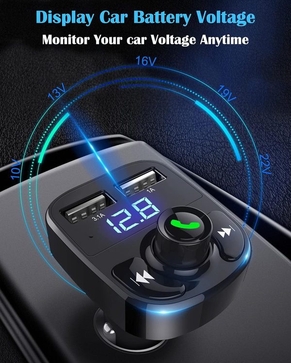 Handsfree Call Car Charger,Wireless Bluetooth FM Transmitter Radio Receiver,Mp3 Audio Music Stereo Adapter,Dual USB Port Charger Compatible for All Smartphones,Samsung Galaxy,LG,HTC,etc. - Image 4