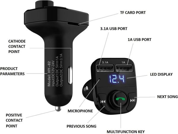 Handsfree Call Car Charger,Wireless Bluetooth FM Transmitter Radio Receiver,Mp3 Audio Music Stereo Adapter,Dual USB Port Charger Compatible for All Smartphones,Samsung Galaxy,LG,HTC,etc. - Image 8