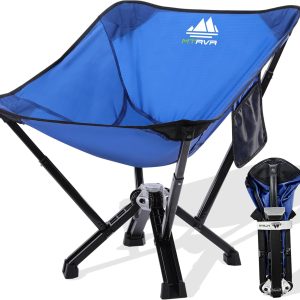 MTRVR Heavy Duty Compact Folding Chair for Adults, Supports 600 lbs, Easy Open Camping Chair, Reinforced Aluminum, Thick Rubber Feet, Portable Camp Chair for Beach, Outdoor Events, Lawn - Blue