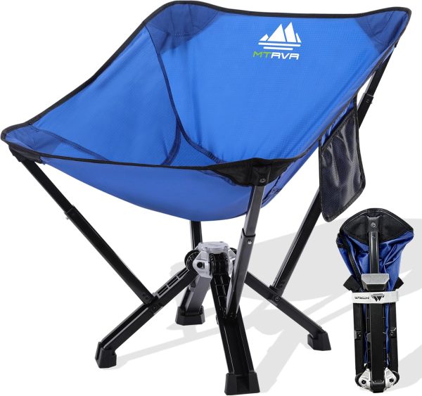MTRVR Heavy Duty Compact Folding Chair for Adults, Supports 600 lbs, Easy Open Camping Chair, Reinforced Aluminum, Thick Rubber Feet, Portable Camp Chair for Beach, Outdoor Events, Lawn - Blue