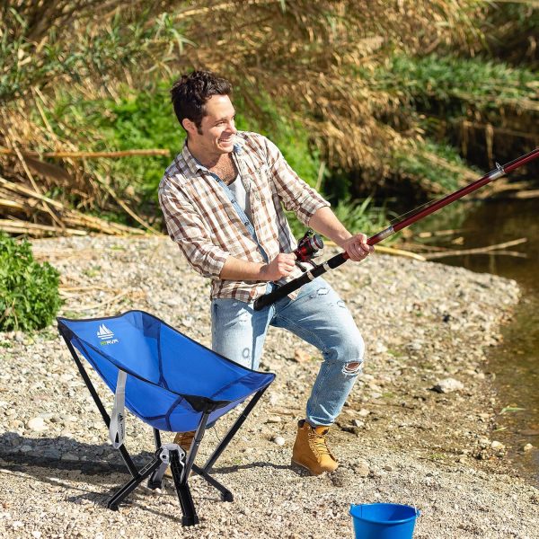 MTRVR Heavy Duty Compact Folding Chair for Adults, Supports 600 lbs, Easy Open Camping Chair, Reinforced Aluminum, Thick Rubber Feet, Portable Camp Chair for Beach, Outdoor Events, Lawn - Blue - Image 9