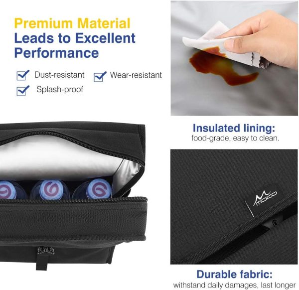 MoKo Insulated Lunch Bag, Reusable Cooler Tote Bag, Collapsible Multi-use Lunch Box, Thermal Lunch Sack with Zipper Closure for Travel Picnic Office, Black - Image 3