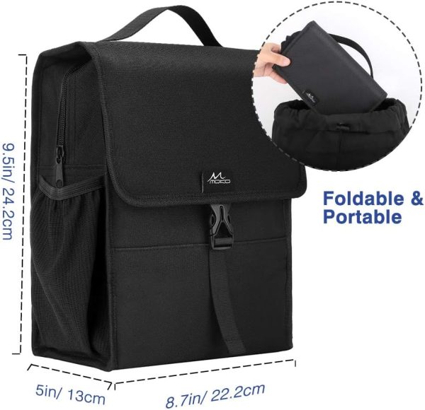 MoKo Insulated Lunch Bag, Reusable Cooler Tote Bag, Collapsible Multi-use Lunch Box, Thermal Lunch Sack with Zipper Closure for Travel Picnic Office, Black - Image 6
