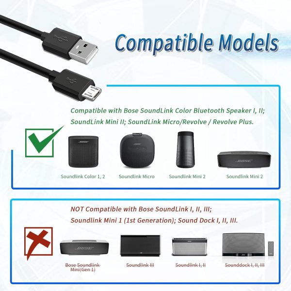 TPLTECH 5FT Micro USB Charging Cable Power Charger Cord for Bose SoundLink Color Bluetooth Speaker I, II, III, SoundLink Mini II 2 (2015) / Revolve Plus, QuietComfort 35 SoundLink Headphones II AE2W - Image 6