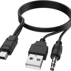 USB2.0 Charging Cord to Mini B Male and 3.5mm Jack Plug Audio Cable for iHome IHM60 IHM61 IHM59 Speakers MP3/MP4 Bluetooth Speaker (Mini USB)